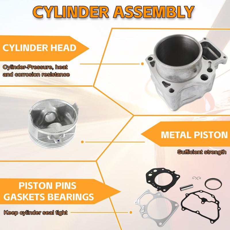 PANGOLIN 86.5mm Cylinder Piston Gasket Top End Rebuild Kit for Honda Rancher 420 TRX420 2007-2018, Replace 12100-HP7-A00 12100-HP5-600 - Image 3